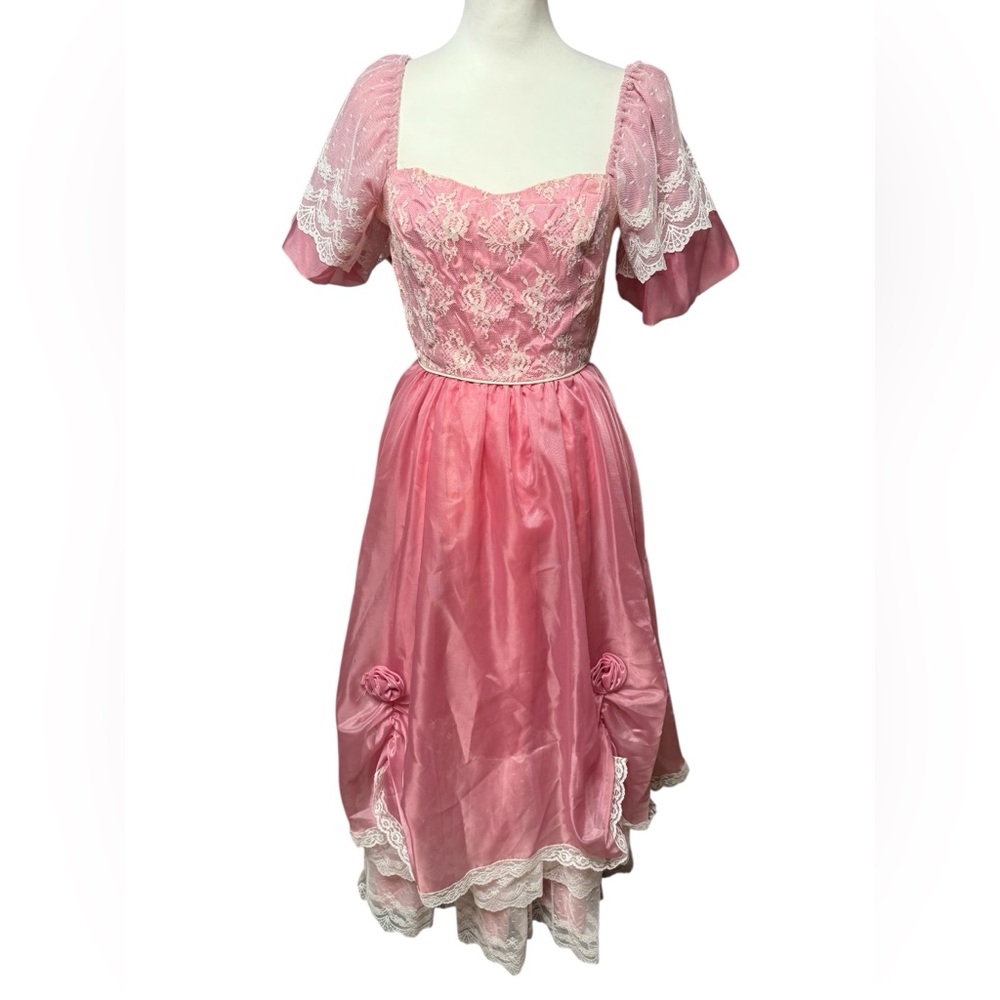 Vintage Gowns by Andrea of California maxi dress country lace romantic sz 8 flaw
